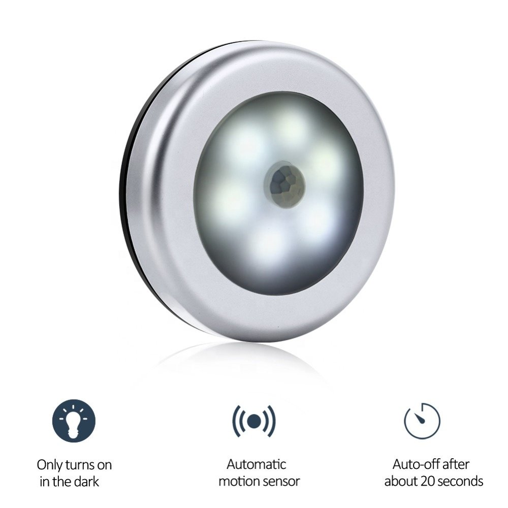 6LED BeadSensor Night Light PIR Infrared Motion LED Bulbs Auto on and Off Closet Battery Power for Home Wall Lamp Cabinet Stairs