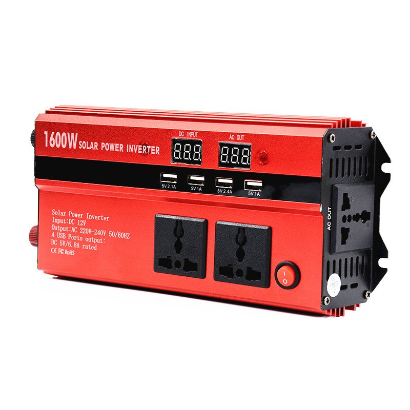 Inverter Digital Display 4-port USB Charging Car Inverter 1600W Inverter DC12v to Ac220V