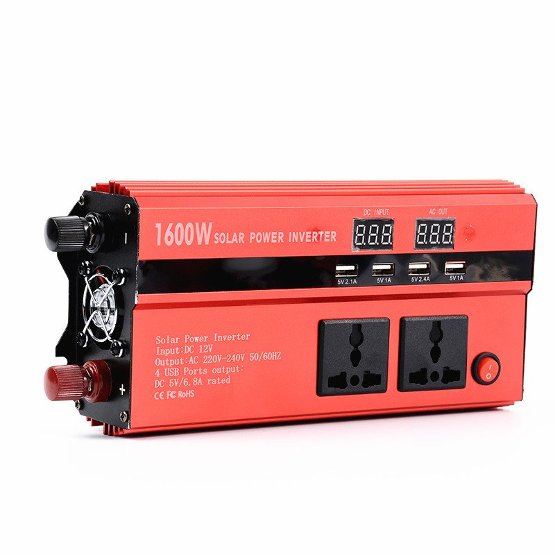 Inverter Digital Display 4-port USB Charging Car Inverter 1600W Inverter DC12v to Ac220V