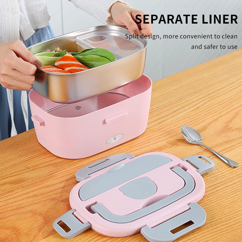 Amz Top Seller 1.5L Stainless Steel Portable Electric Food Container Heating Lunch Box Food Warmer with Carry Bag