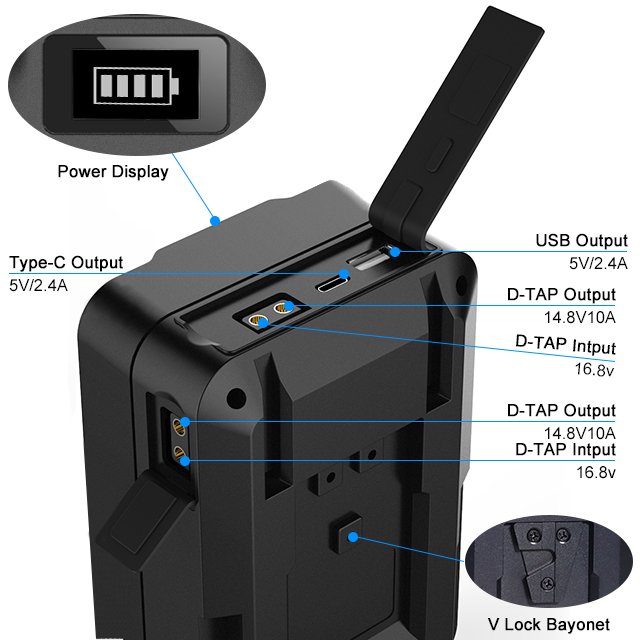 TPF Factory Price v Mount V Lock Battery 148WH Lithium Battery v Lock Battery for Sony Camcorder Broadcast