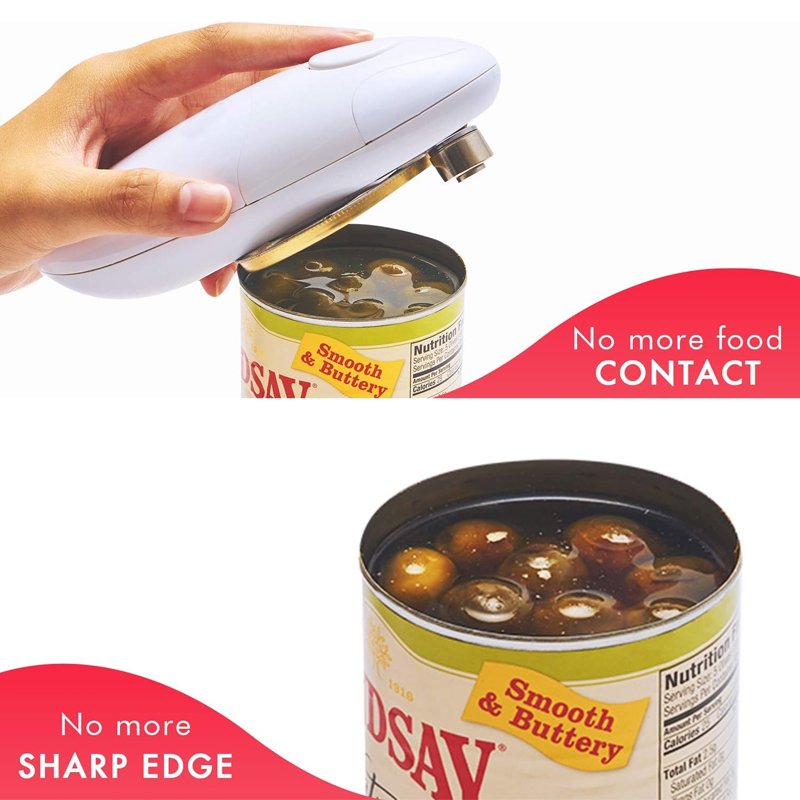 One Touch Food-Safe Tin Can Jar Bottle Opener Multifunctional Automatic Can Opener Stainless Steel Plastic Electric Can Opener