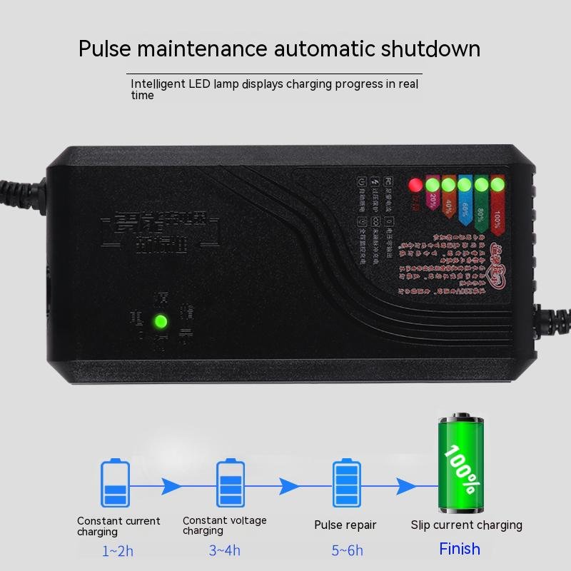 96V 84V 72V 20AH 3A Electronic Ebike Scooter Charger Auto Cut Short Circuit Protection 7 Led Light Lead Acid Battery Electric