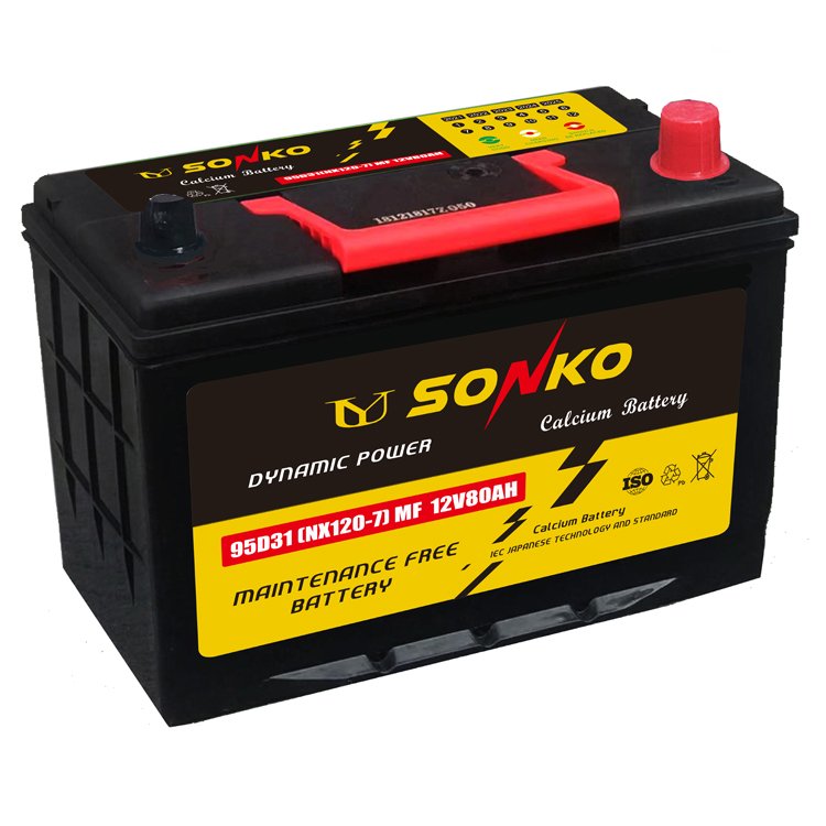 SONKO NX120-7-MF Car Auto Battery High Quality Standard MF12V80AH Car Battery