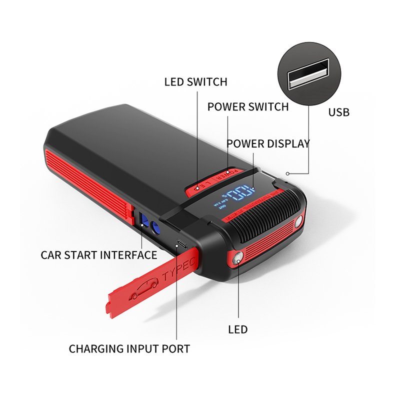 Portable Car Jump Start 12V 10000mAh Battery OEM Car Jump Starter Power Bank Emergency Tool