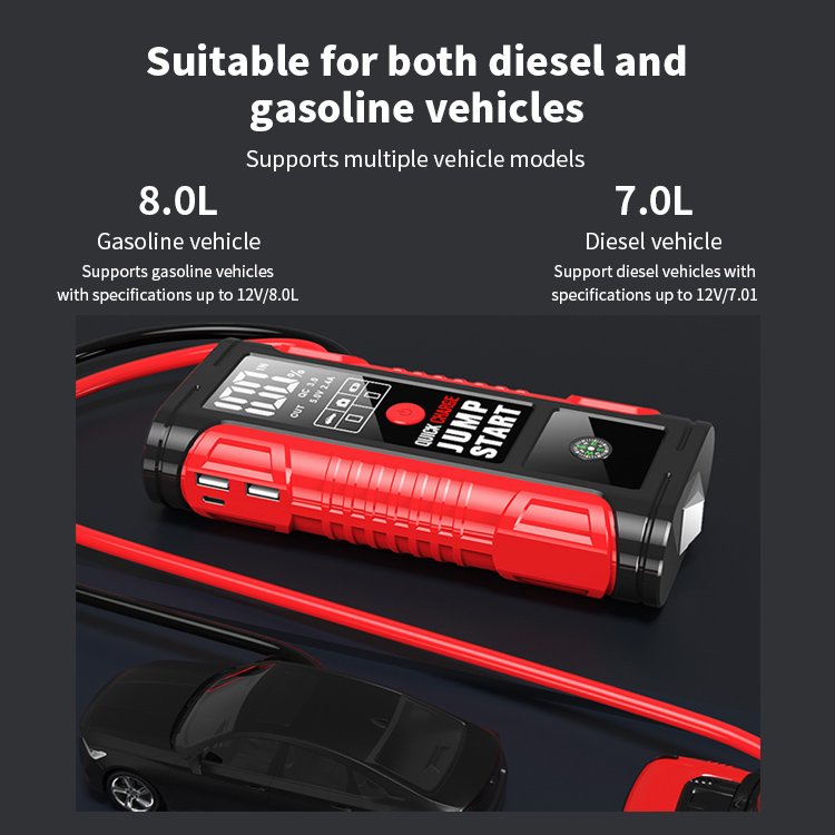 Mini Car Jump Starter With 12V Lithium Battery Power Bank Jump Pack With Air Compressor Booster Charger for Car
