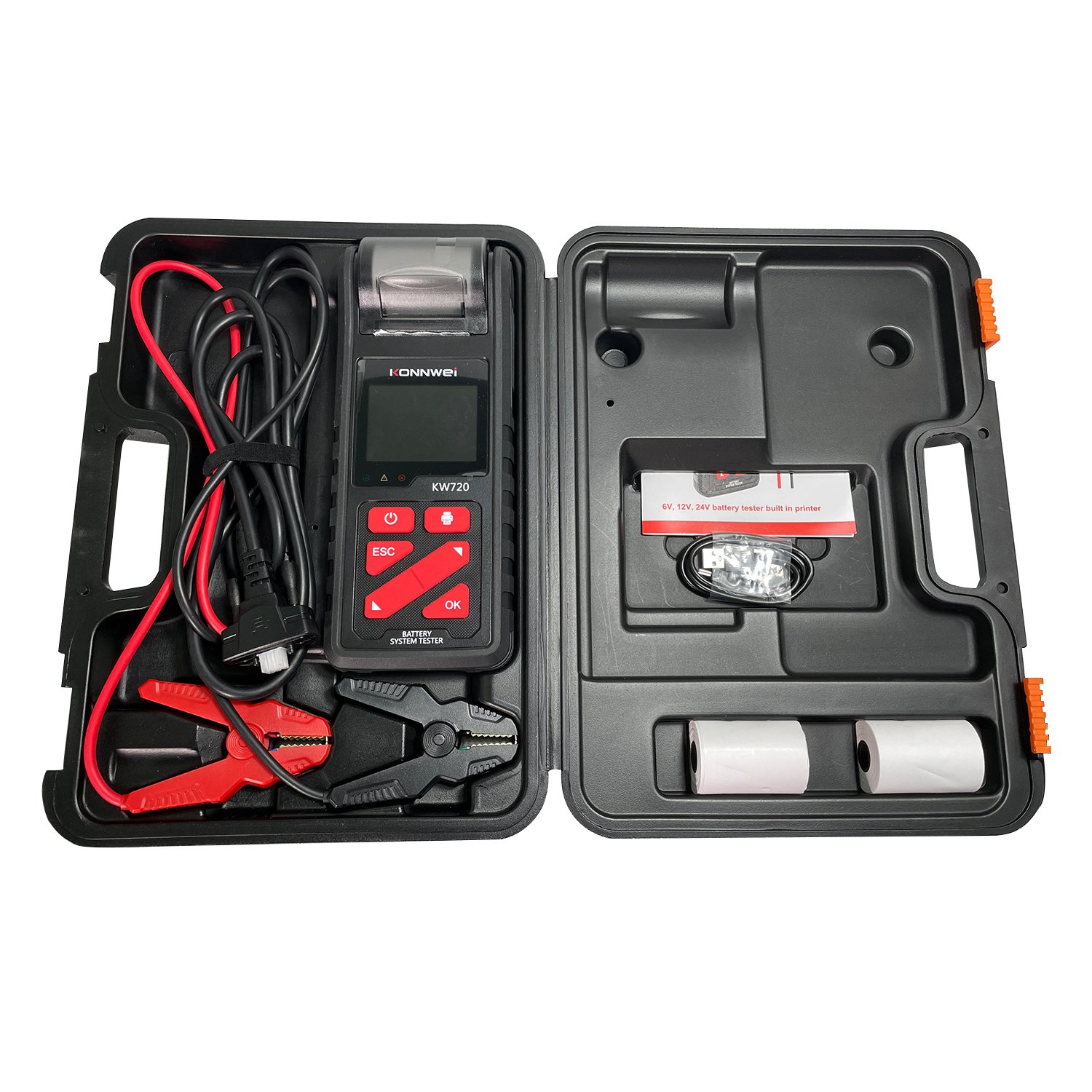 KONNWEI Midtronics KW720 6V/12V/24V Motorcycle Car Truck Battery Tester with Thermal Printer Similar with Midtronics