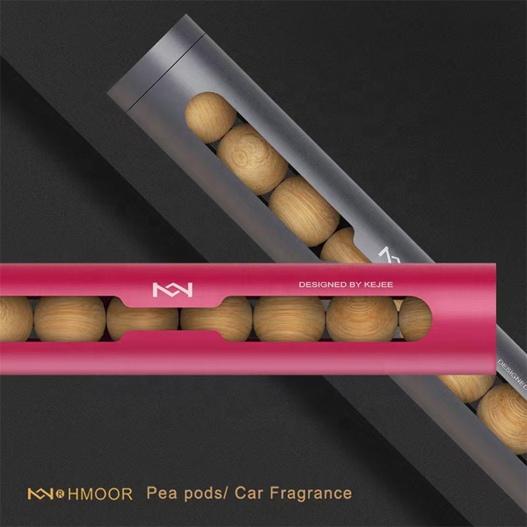 Natural Alternative Pea Pods Wooden Ball Scente Car Odor Difuser Handmade Flow Wood Bead Custom Car Perfume Wood