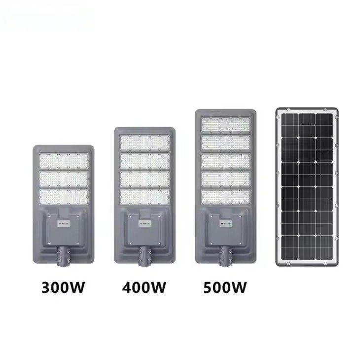 Factory Custom 300w 400w 500w Aluminum IP65 Waterproof Outdoor Integrated Solar Street Lamp All in One Led Solar Street Light
