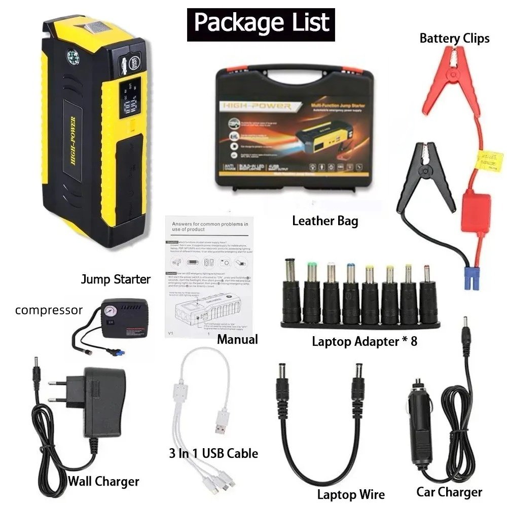 Factory Outletmini 69800mah 12V Car Jump Starter Multifunction69800mah Mutli Function Jump Starter With Wirelesschargecompressor