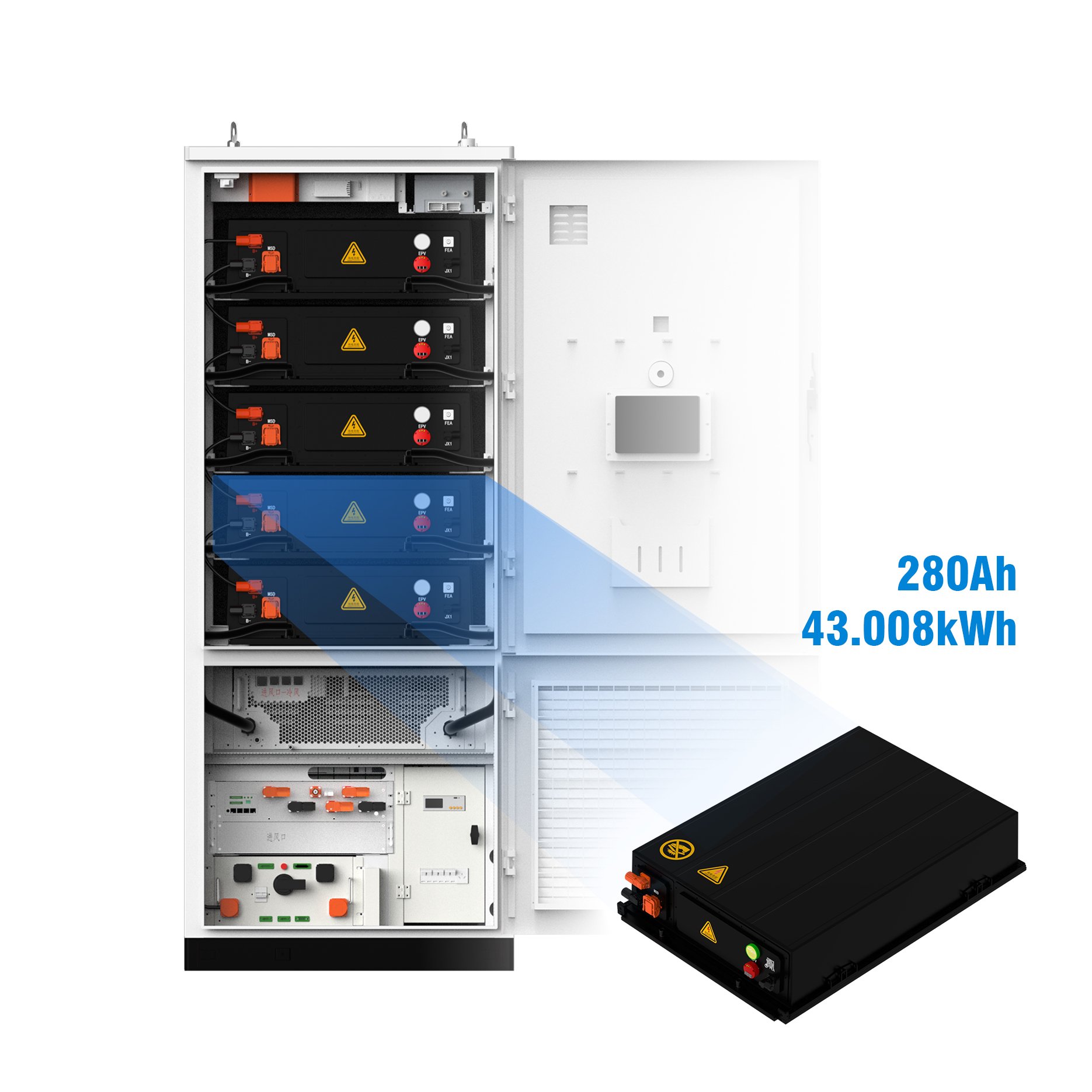 EU Stock 1P52S 280Ah 50kWh Black Liquid Cooling LiFePO4 Lithium Battery Pack New Technology Mobile Energy Storage For Cars