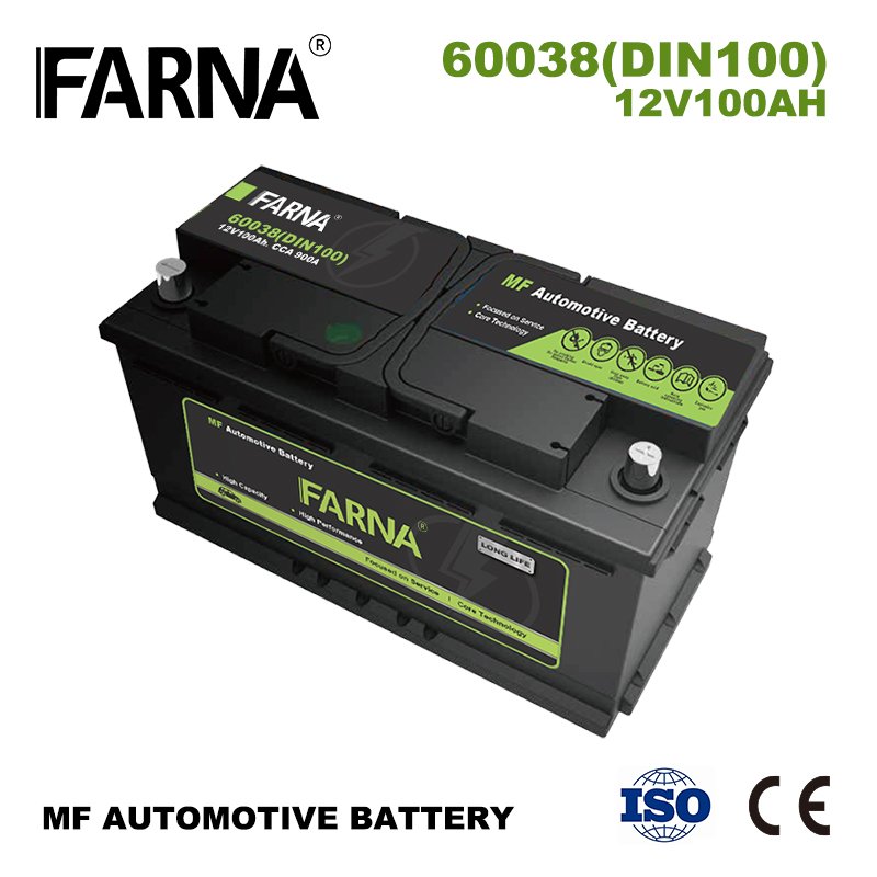 DIN100 12V 100ah MF Lead Acid Battery 60038 Auto Batteries for DIN Standard Vehicles Minimum Order Quantity MOQ