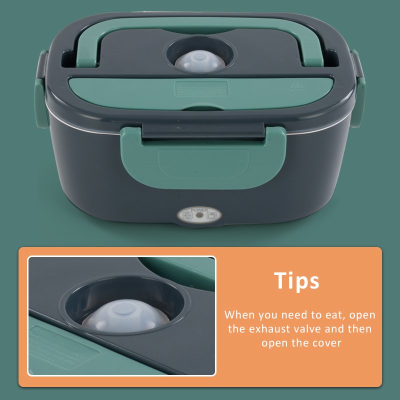 110V/220V/12V/24V Food Warmer Stainless Steel Container Electric Lunch Box with 2 Compartments Inner for Car Truck