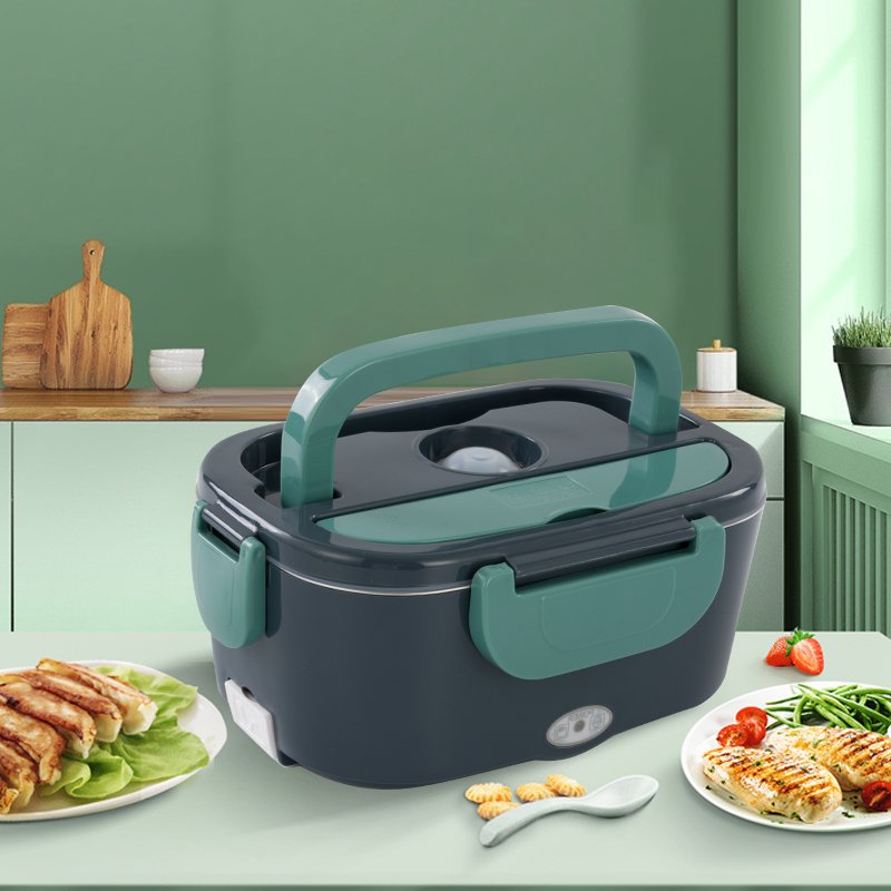 110V/220V/12V/24V Food Warmer Stainless Steel Container Electric Lunch Box with 2 Compartments Inner for Car Truck