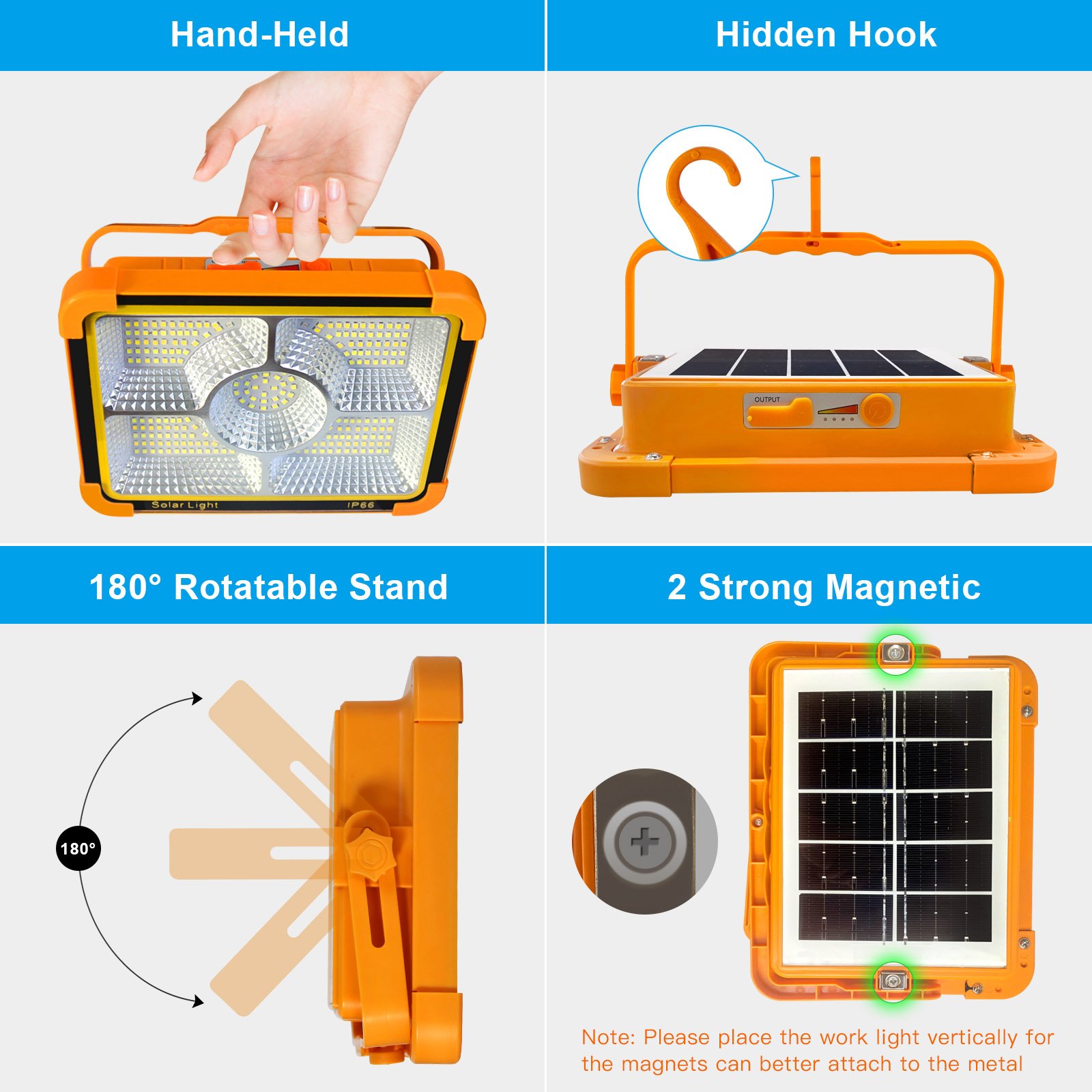 Portable Outdoor LED Lamp USB Solar Power Rechargeable Floodlight ABS Body Waterproof IP66 Mobile Phone Emergencies ROHS