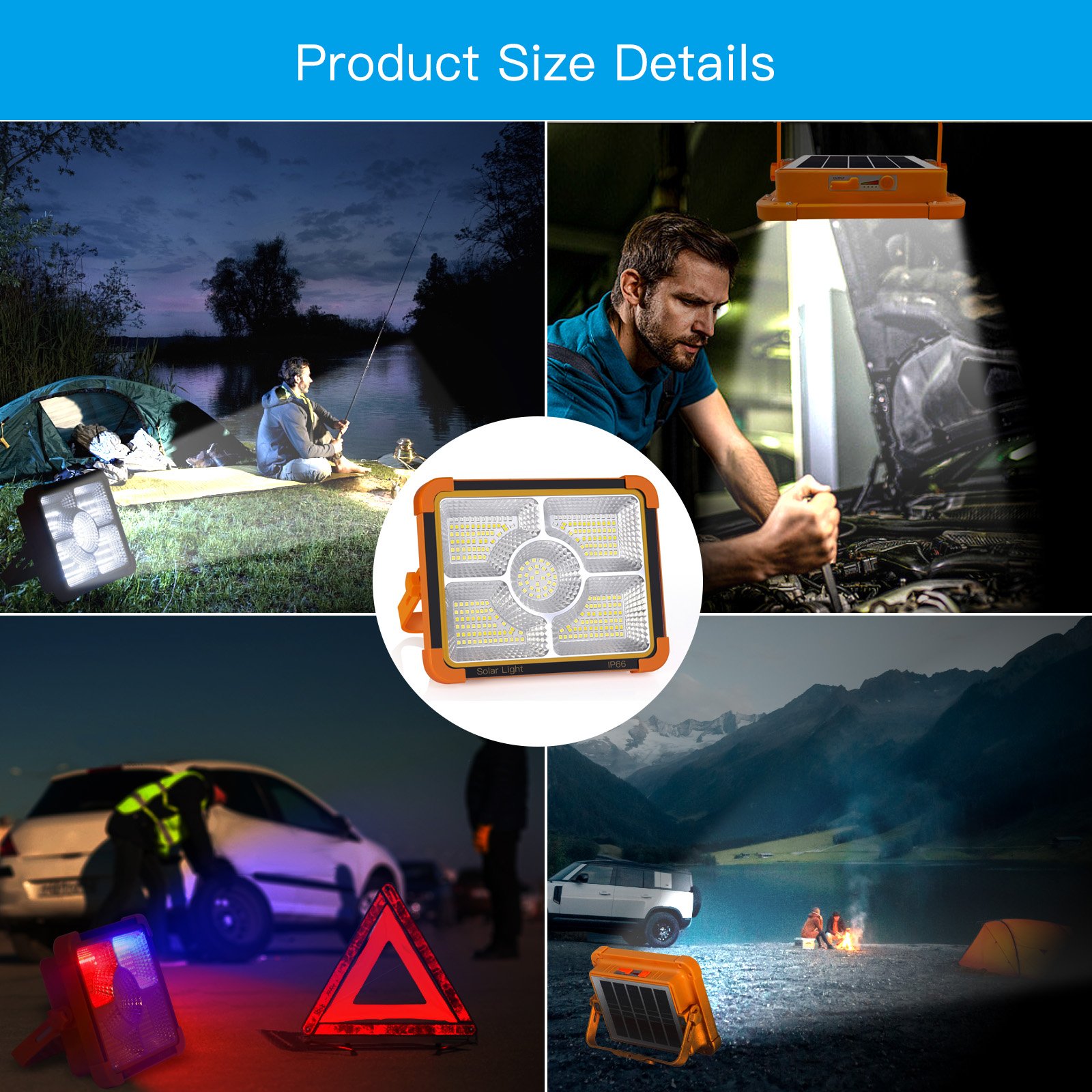 Portable Outdoor LED Lamp USB Solar Power Rechargeable Floodlight ABS Body Waterproof IP66 Mobile Phone Emergencies ROHS