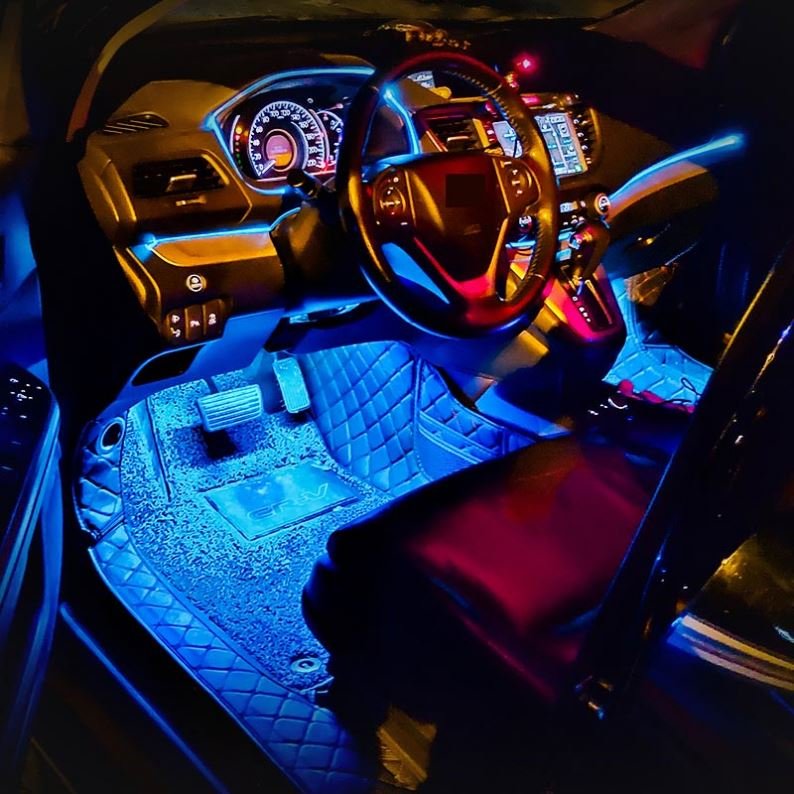 4pcs Auto LED RGB Interior Atmosphere Strip Light With USB Wireless Music Control Multiple Modes Decorative Lamp for the Car
