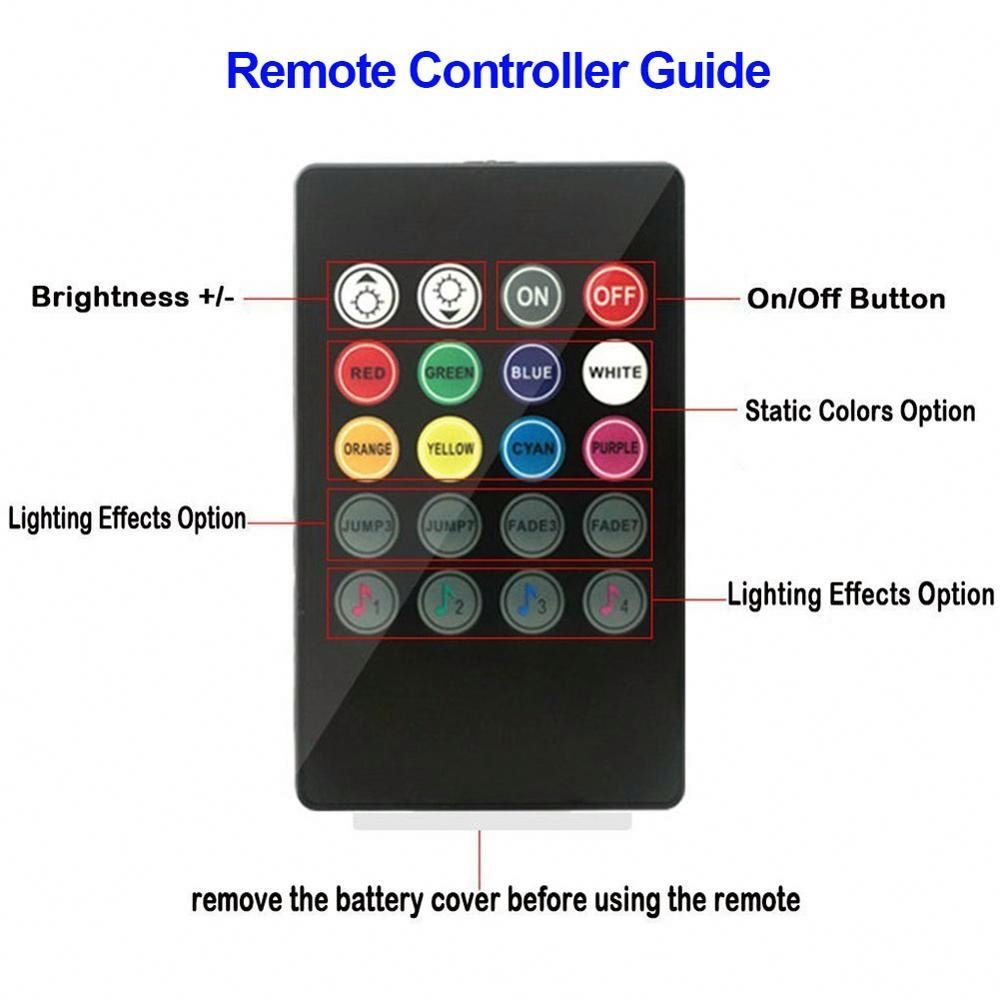 4pcs Auto LED RGB Interior Atmosphere Strip Light With USB Wireless Music Control Multiple Modes Decorative Lamp for the Car