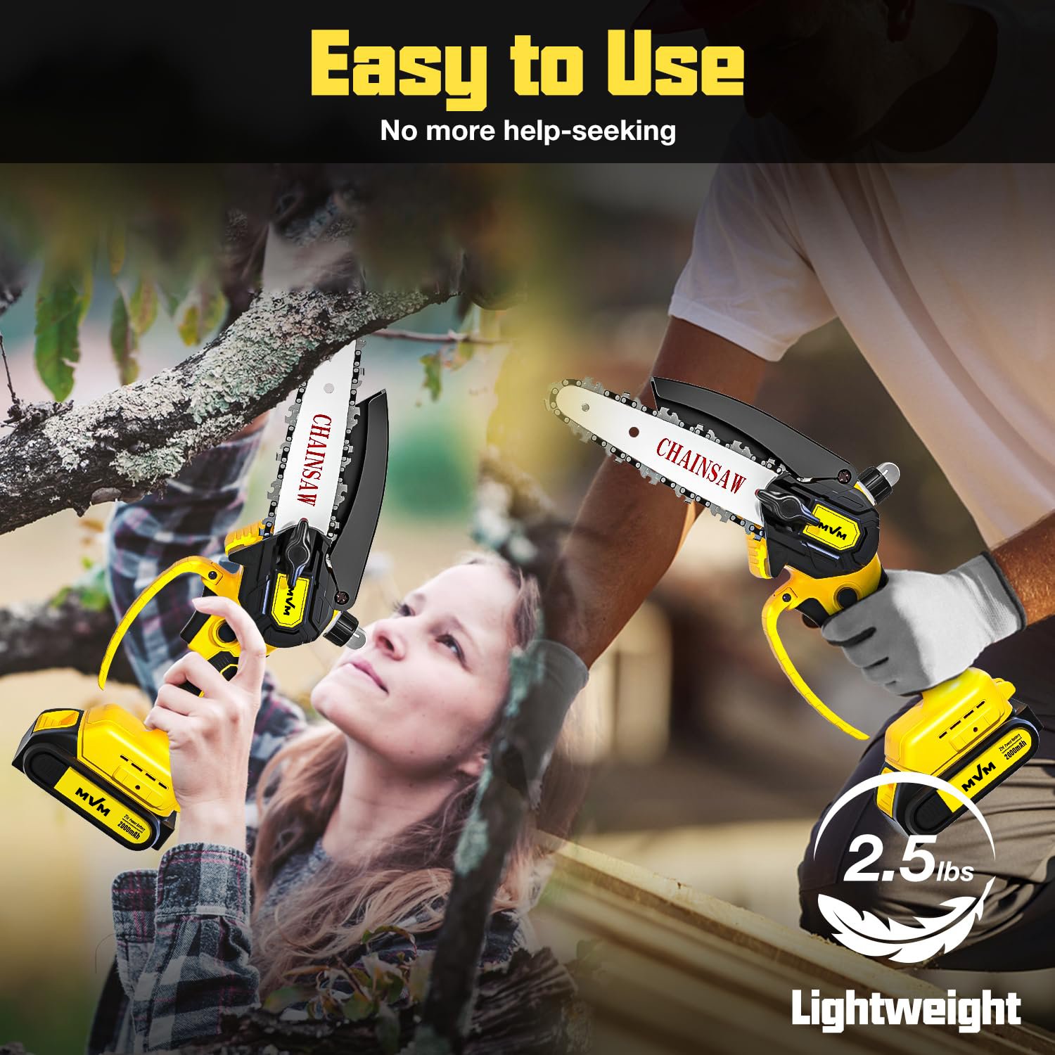 Cordless Mini Chainsaw 6 Inch Auto Oiler Handheld Electric Portable Battery Chainsaw Power Small Chain Saws