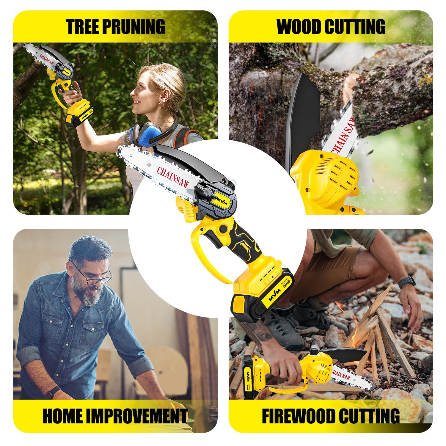 Cordless Mini Chainsaw 6 Inch Auto Oiler Handheld Electric Portable Battery Chainsaw Power Small Chain Saws