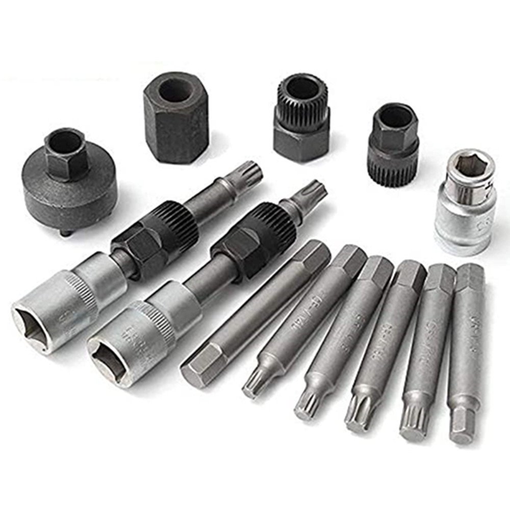 13PC Alternator Freewheel Pulley Removal Socket Bit Set Garage Service Tool Kit