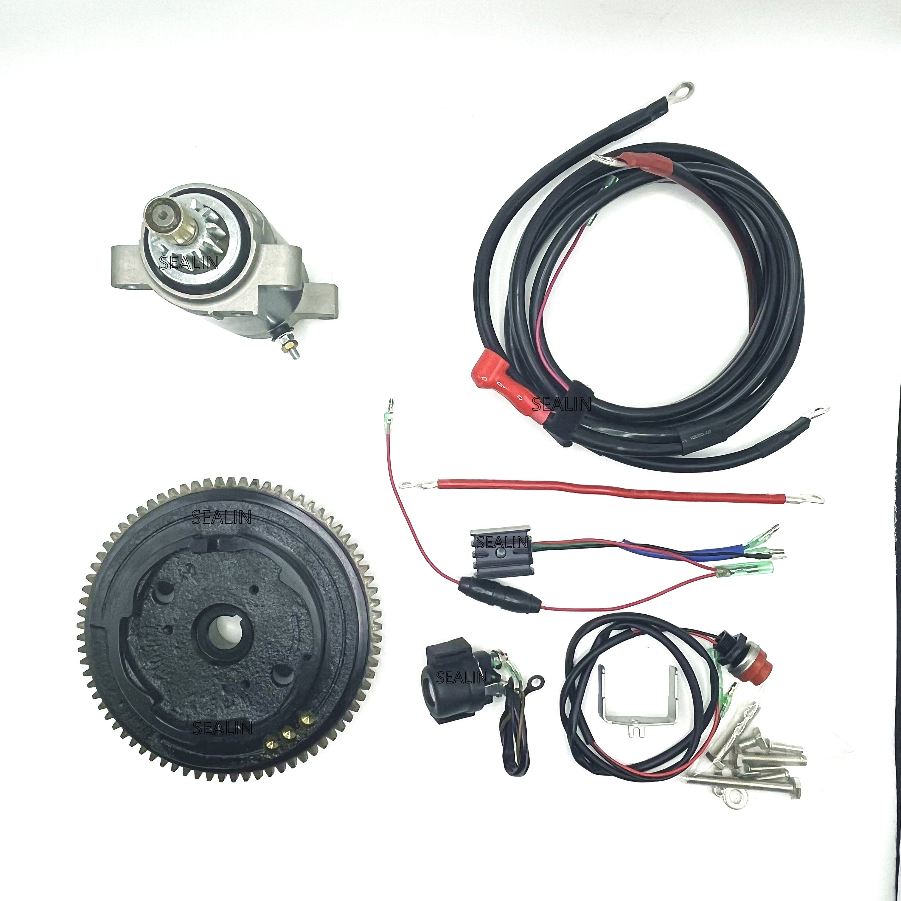 Electric Start Conversion Kit for Parsun F15A F20A F20ABMS F15ABMS 4 Stroke 15hp 20hp Model 6AH Starter Motor Flywheel