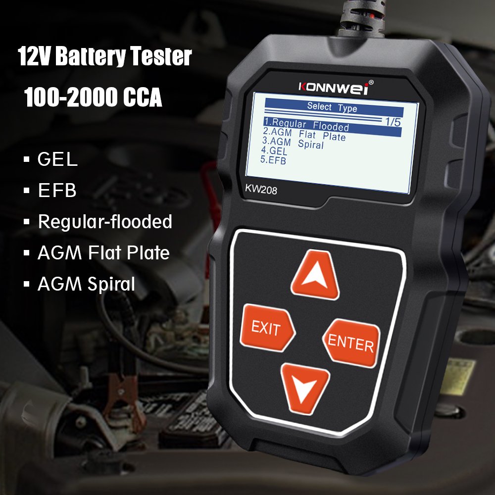 Konnwei Battery Checker Cranking Charging Test Alternator Test Tool Battery Tester for Automotive Automobile