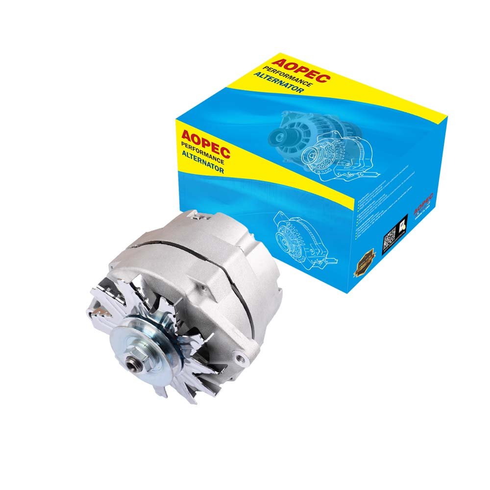 Factory 100102 100 Amp Chrome V-Belt 1-wire Aopec Brand Racing Alternator