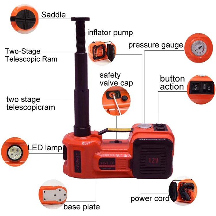 3 in 1 Electric Car Jack Stand 3 Ton All in One Car Tools Hydraulic Jack Car Lift Jack Repair Tool