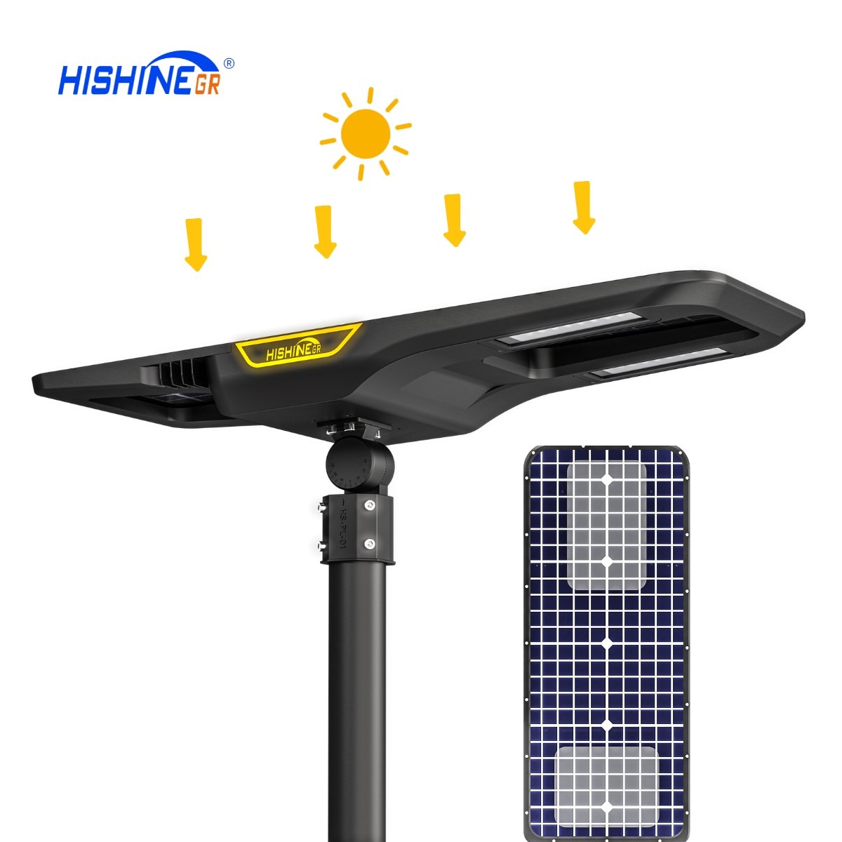 Hishine All-in-One Solar Street Light 180LMW LED Motion Sensor Lampe Solaire for Road Lighting