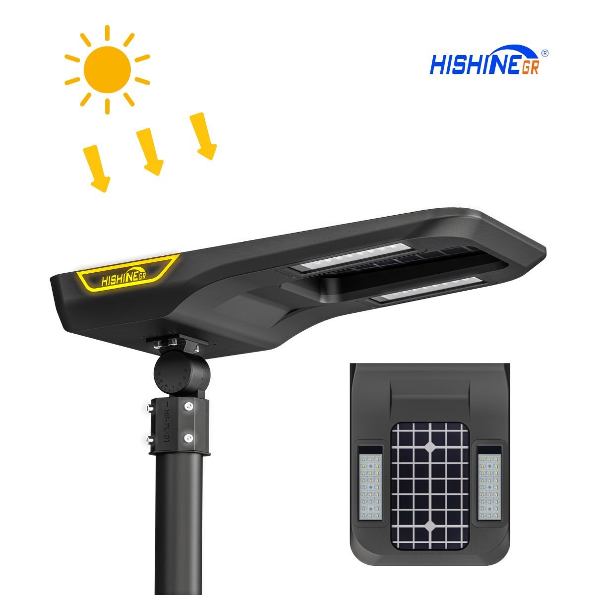 Hishine All-in-One Solar Street Light 180LMW LED Motion Sensor Lampe Solaire for Road Lighting