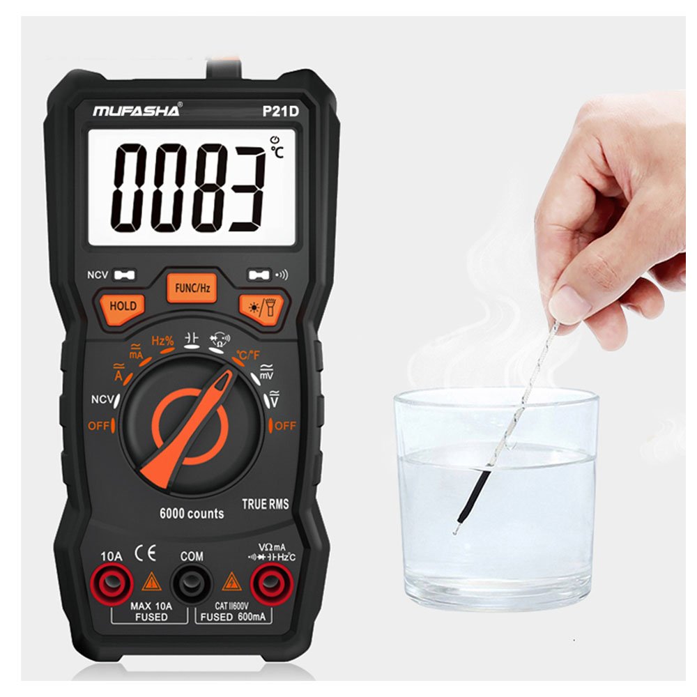 MUFASHA Multimeter Auto Range True RMS Digital Electrical Tester 6000 Counts AC/DC Current Voltage Voltimetro Voltmeter 600V 10A