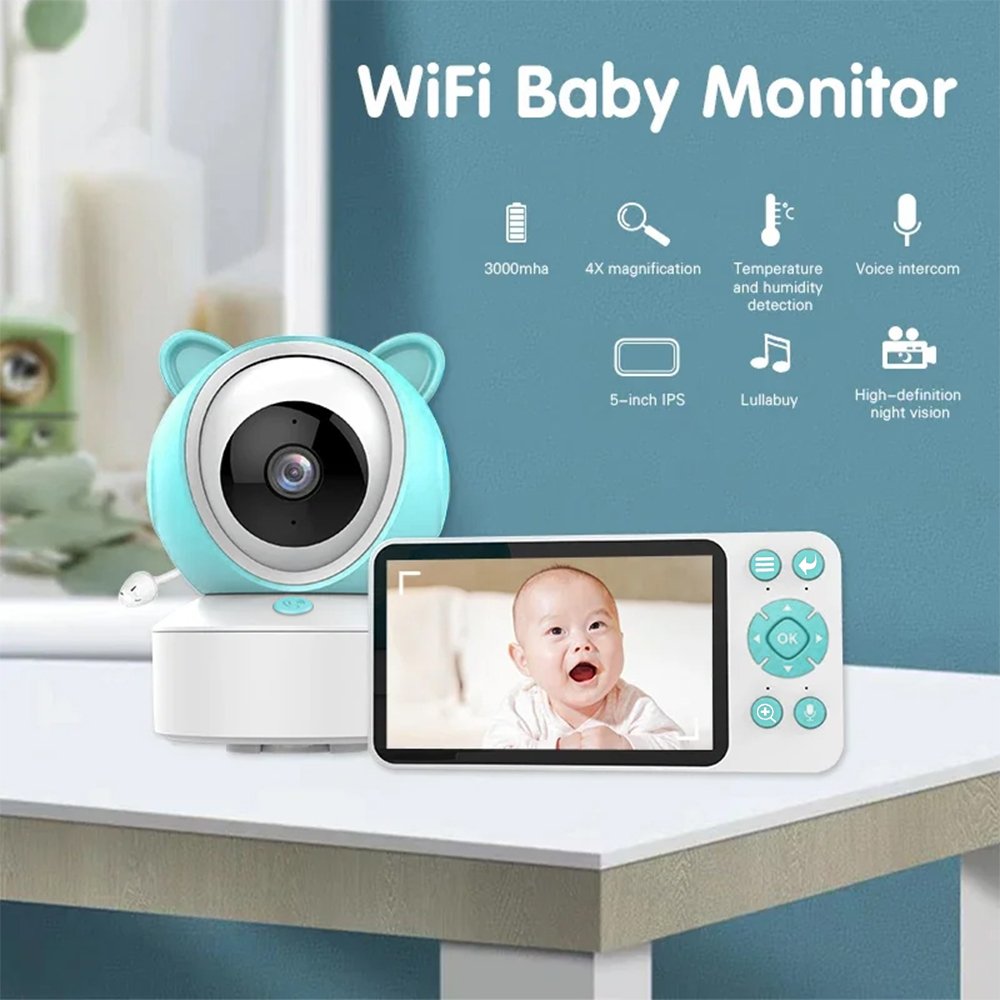 Tuya Smart 1080P 2.4G WiFi Baby Monitor Camera Feeding Reminder Temperature Cry Sound Detection Audio Video Babysitter Camera
