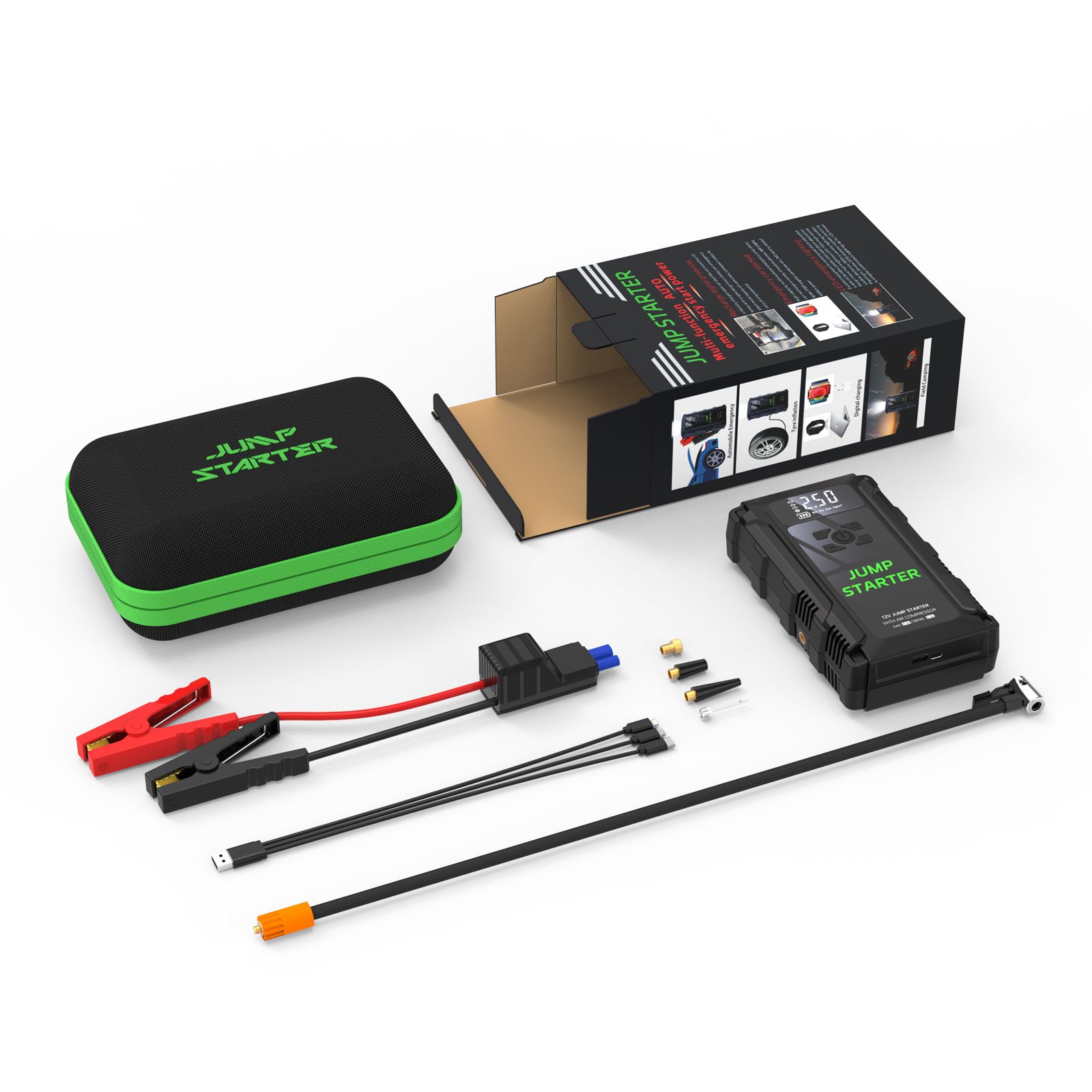 12V Car Jump Starter Power Bank Starter Power Bank Safety Hammer Car Auto Starting Device Optional Air Pump