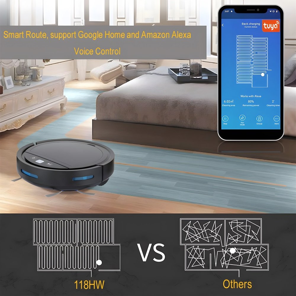 3 in 1 Small Automatic Self Charging Electric Smart Sweep Vacuum Cleaner With Mop Function Tuya for Home House Floor Wet and Dry