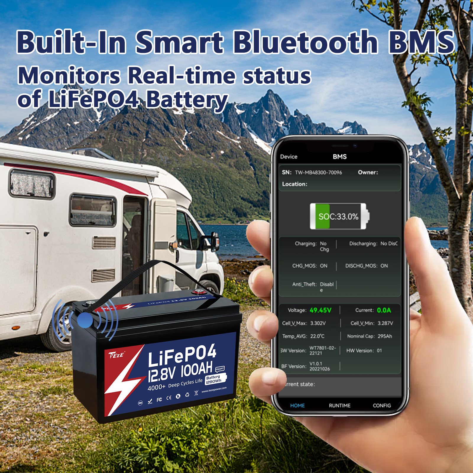 12v 24v 100ah 120ah 200ah 300ah Lifepo4 Bluetooth Iron Phosphate Battery Batterie 100 Kwh Lithium Pack With Bluetooth