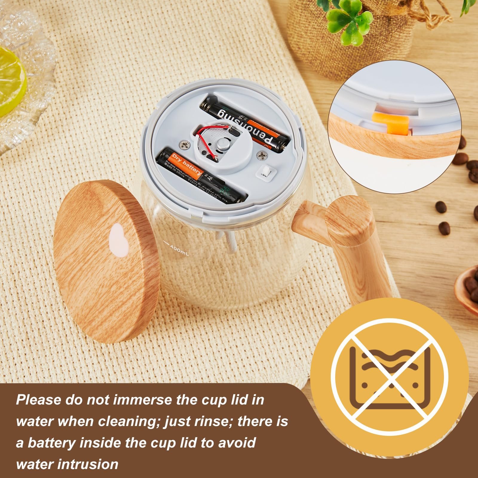 2024 Hot Sale 400ml Battery-Powered Automatic Rotating Stirring Glass Coffee Cup With Handle