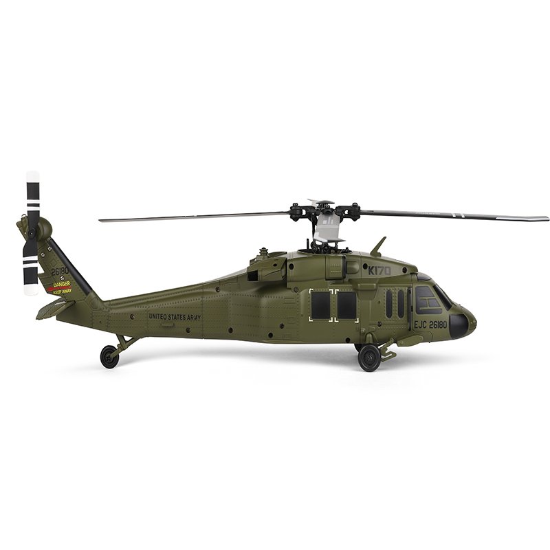 Wltoys K170 RC Helicopter UH-60L 2.4G 4CH 6-Axis Gyro Brushless Motor Military Green RC Aircraft RTF XK K170 Drone Toys