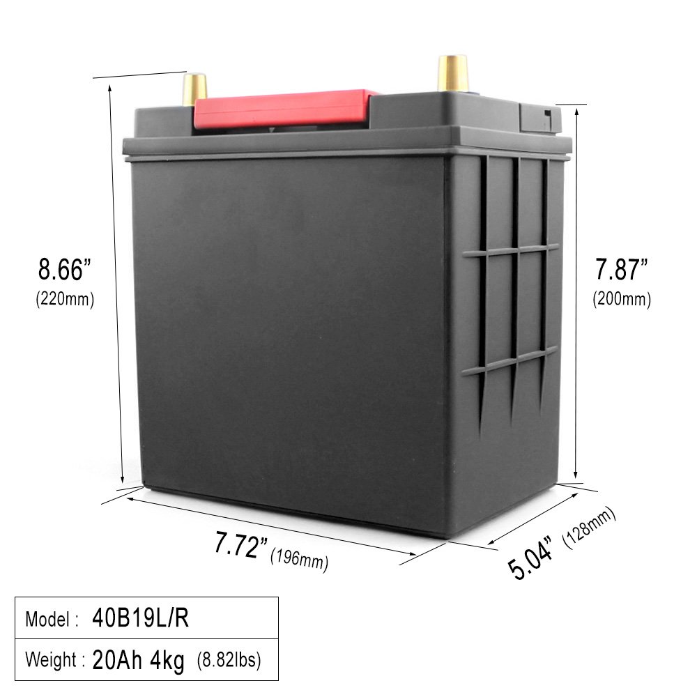 YAUNEIDAK 40B19L Import Car Starting Battery Automotive 12.8v 20ah Cca800 Lithium Lifepo4 Battery