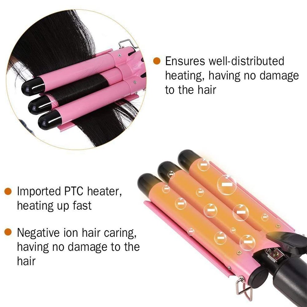 Professional 3 Barrels Big Wave Hair Curling Iron Waver Multifunction Hair Styling Wand Triple Barrel Hair Curler