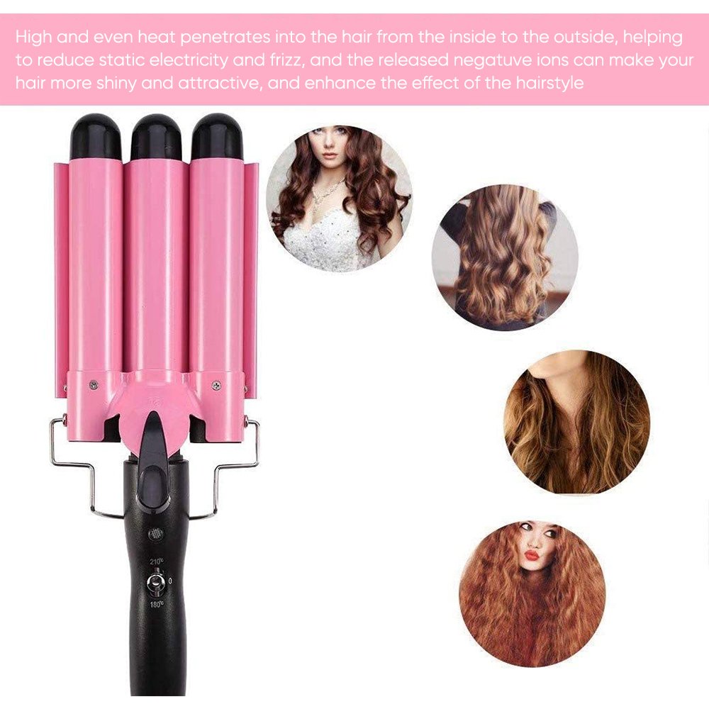 Professional 3 Barrels Big Wave Hair Curling Iron Waver Multifunction Hair Styling Wand Triple Barrel Hair Curler