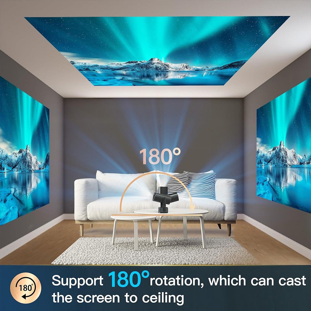 Mini Portable Android 11.0 System 5G WIFI Battery Support 1080p LCD Auto Focus Home Theater Outdoor Projector