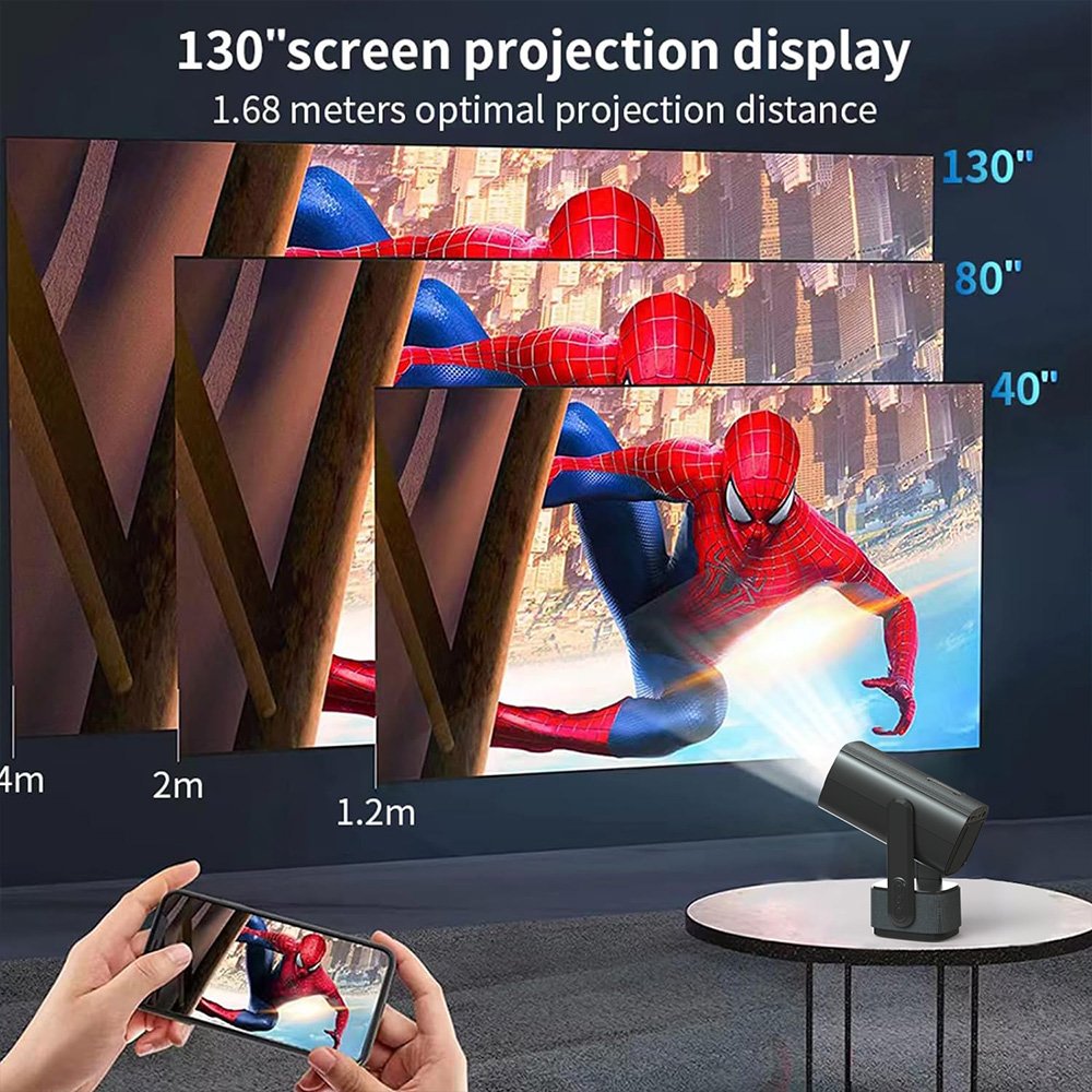 Mini Portable Android 11.0 System 5G WIFI Battery Support 1080p LCD Auto Focus Home Theater Outdoor Projector
