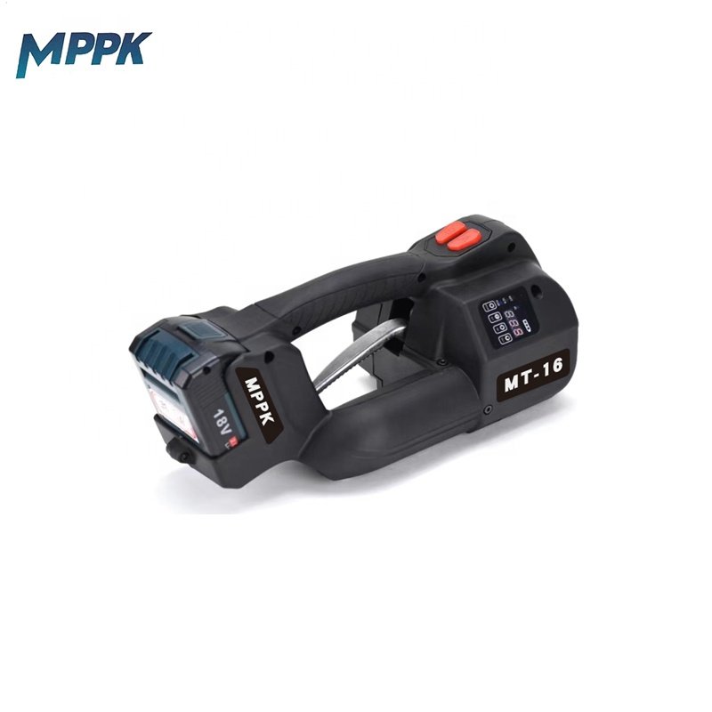 MPPK MT-16 Battery Powered Shrink Banding Packing Tool Portable Electric Battery HandHeld Strapping Machine for Plastic PP PET