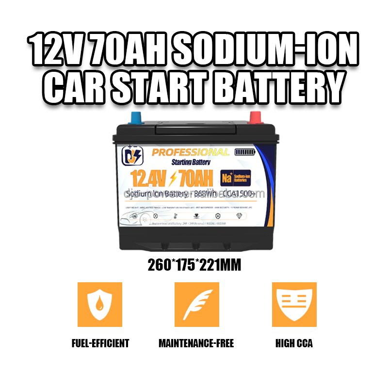 Hina Sodium Ion Battery 12V 70Ah 1600CCA Powerful Sodium Ion Cranking Starting Battery for Car Starter, Boats ,Trucks Auto