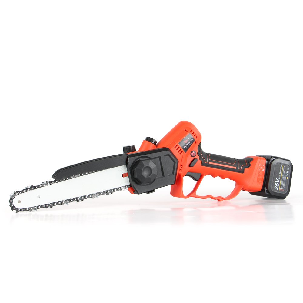 Portable 2-in-1 Electric Chain Pole Saw Handheld Mini Electric Chain Saw Auto Oil Safety Lock Battery for Wood Cutting Tree