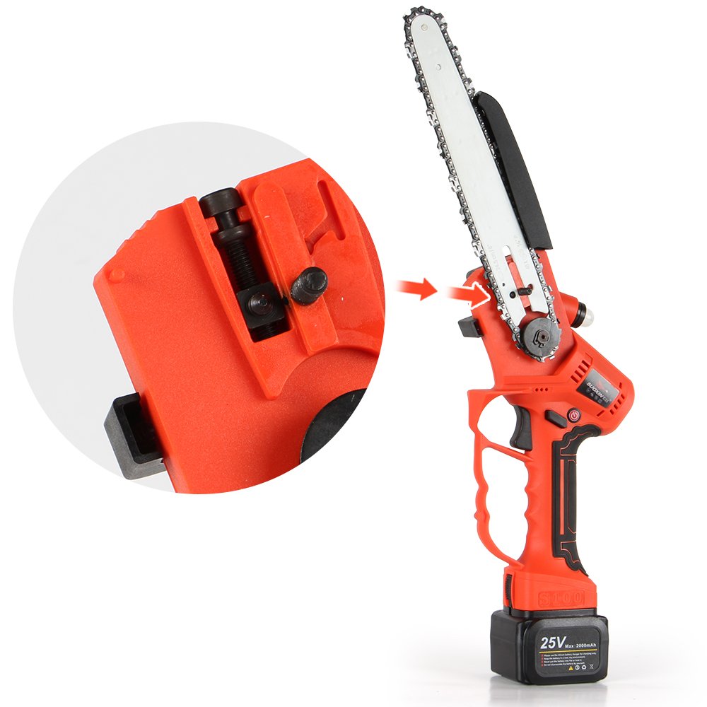 Portable 2-in-1 Electric Chain Pole Saw Handheld Mini Electric Chain Saw Auto Oil Safety Lock Battery for Wood Cutting Tree