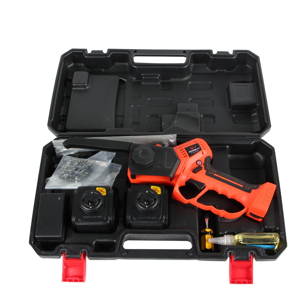 Portable 2-in-1 Electric Chain Pole Saw Handheld Mini Electric Chain Saw Auto Oil Safety Lock Battery for Wood Cutting Tree