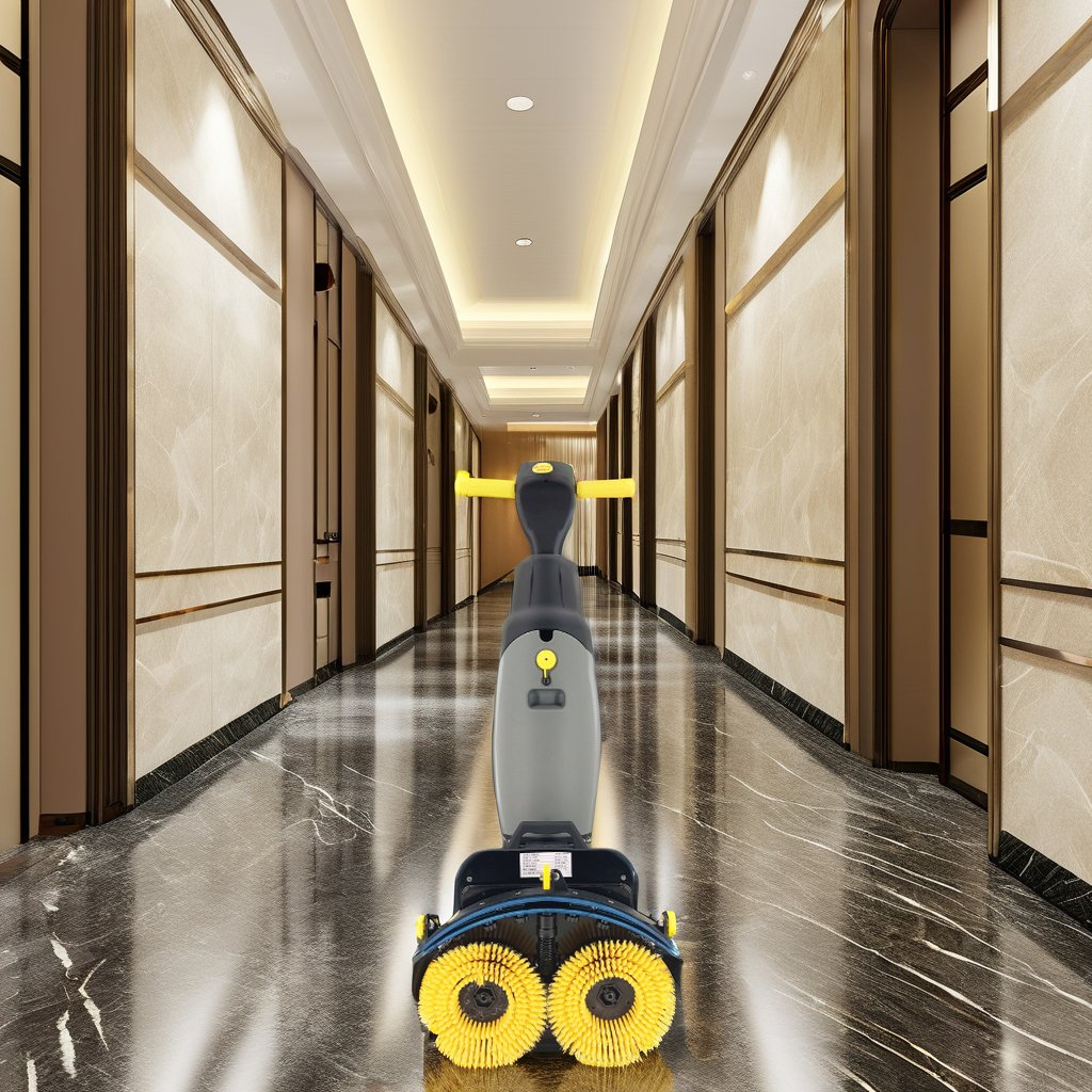 GS03 Auto Mini Floor Scrubber Dryer 18-inch Double Brush Floor Scrubber Electric & Manual Fuel Used Condition for Farm Cleaning