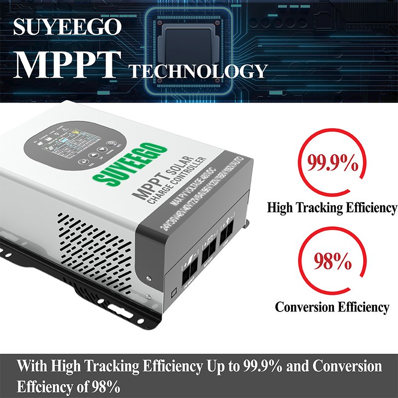 SUYEEGO 120A 60A PV Input Voltage 480VDC 24V/48V/96/120V/192V/Auto Battery Voltage High Voltage MPPT Solar Charge Controller